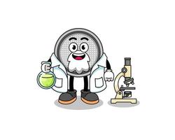 Mascot of button cell as a scientist vector