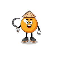 Illustration of ping pong ball as an asian farmer vector