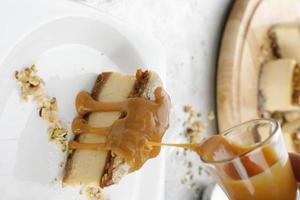 Cake caramel almonds photo