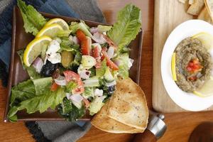 Mixed salad with cheese photo