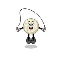 volleyball mascot cartoon is playing skipping rope vector