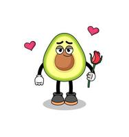 avocado mascot falling in love vector