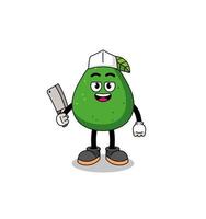 mascota de aguacate como carnicero vector