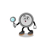 Mascot of button cell searching vector