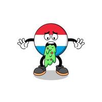 luxembourg mascot cartoon vomiting vector