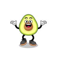 avocado cartoon searching with happy gesture vector