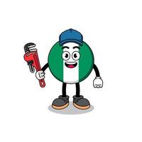 nigeria flag illustration cartoon as a plumber vector