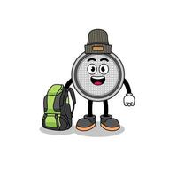 Illustration of button cell mascot as a hiker vector