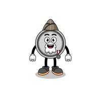 Character cartoon of button cell as a veteran vector