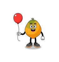 caricatura de fruta de papaya sosteniendo un globo vector