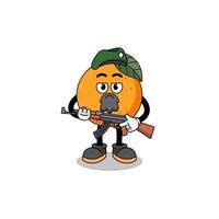 Character cartoon of orange fruit as a special force vector
