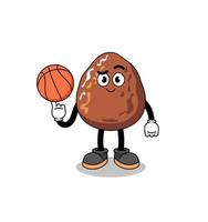 ilustración de fruta de dátiles como jugador de baloncesto vector