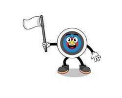 Cartoon Illustration of archery target holding a white flag vector