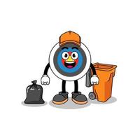 Illustration of archery target cartoon as a garbage collector vector