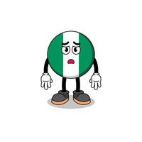 nigeria flag cartoon illustration with sad face vector