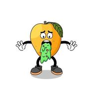 mango fruit mascot cartoon vomiting vector
