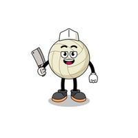 Mascot of volleyball as a butcher vector