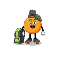 ilustración de la mascota de la fruta naranja como excursionista vector