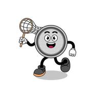 Cartoon of button cell catching a butterfly vector