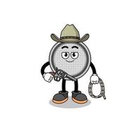 Character mascot of button cell as a cowboy vector