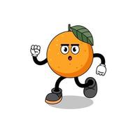 running orange fruit mascot illustration vector