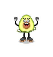 ilustración de personaje de aguacate jugando hula hoop vector