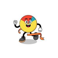 Mascot cartoon of chart running on finish line vector