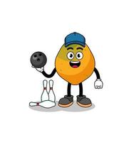 Mascot of papaya fruit as a bowling player vector