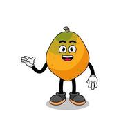 papaya fruit cartoon with welcome pose vector