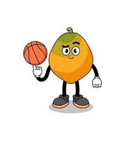 ilustración de fruta de papaya como jugador de baloncesto vector