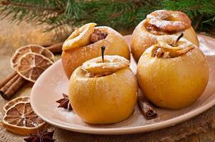 Baked apples with honey and nuts photo