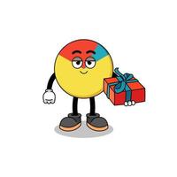 chart mascot illustration giving a gift vector