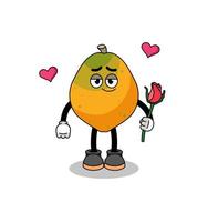 mascota de la fruta de papaya enamorarse vector
