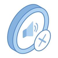 A trendy isometric icon of mute, editable vector