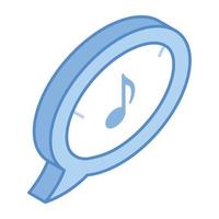 Music note inside speech bubble, isometric icon of send song vector