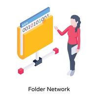Data network, an isometric icon of shared folder vector