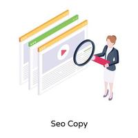 A trendy isometric icon of SEO copy vector