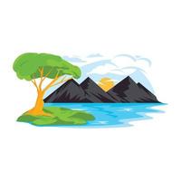 Download this flat design of riverside landscape vector