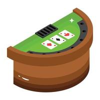 Creatively designed isometric icon of poker table vector