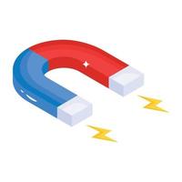 A scalable isometric icon of magnet vector