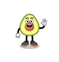 avocado cartoon doing wave hand gesture vector