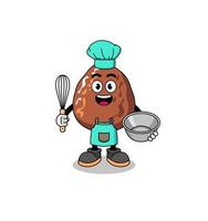 Illustration of date fruit as a bakery chef vector