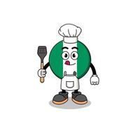 ilustración de la mascota del chef de la bandera de nigeria vector