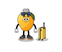 mascota de fruta de mango haciendo vacaciones vector