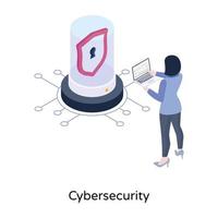 A well-designed isometric icon of cybersecurity vector