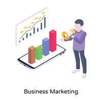 Person with megaphone and chart, an isometric icon of business marketing vector