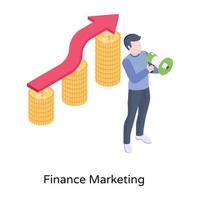 An isometric icon of finance marketing is up for premium use vector