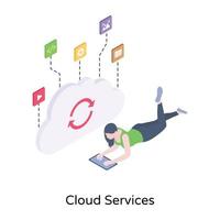 An icon of cloud services, multiple cloud services vector download