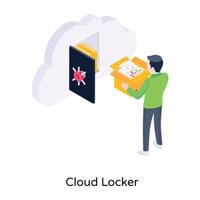 An isometric icon of cloud locker vector