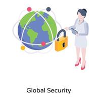 Modern isometric icon of global security vector